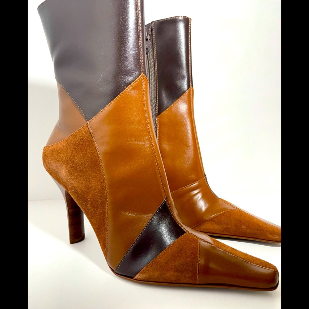 Diba size 9 brown and black leather half calf everyday boots